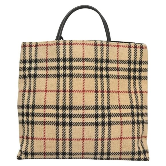 BURBERRY Nova Check Hand Bag Wool Beige Auth - Picture 3 of 15